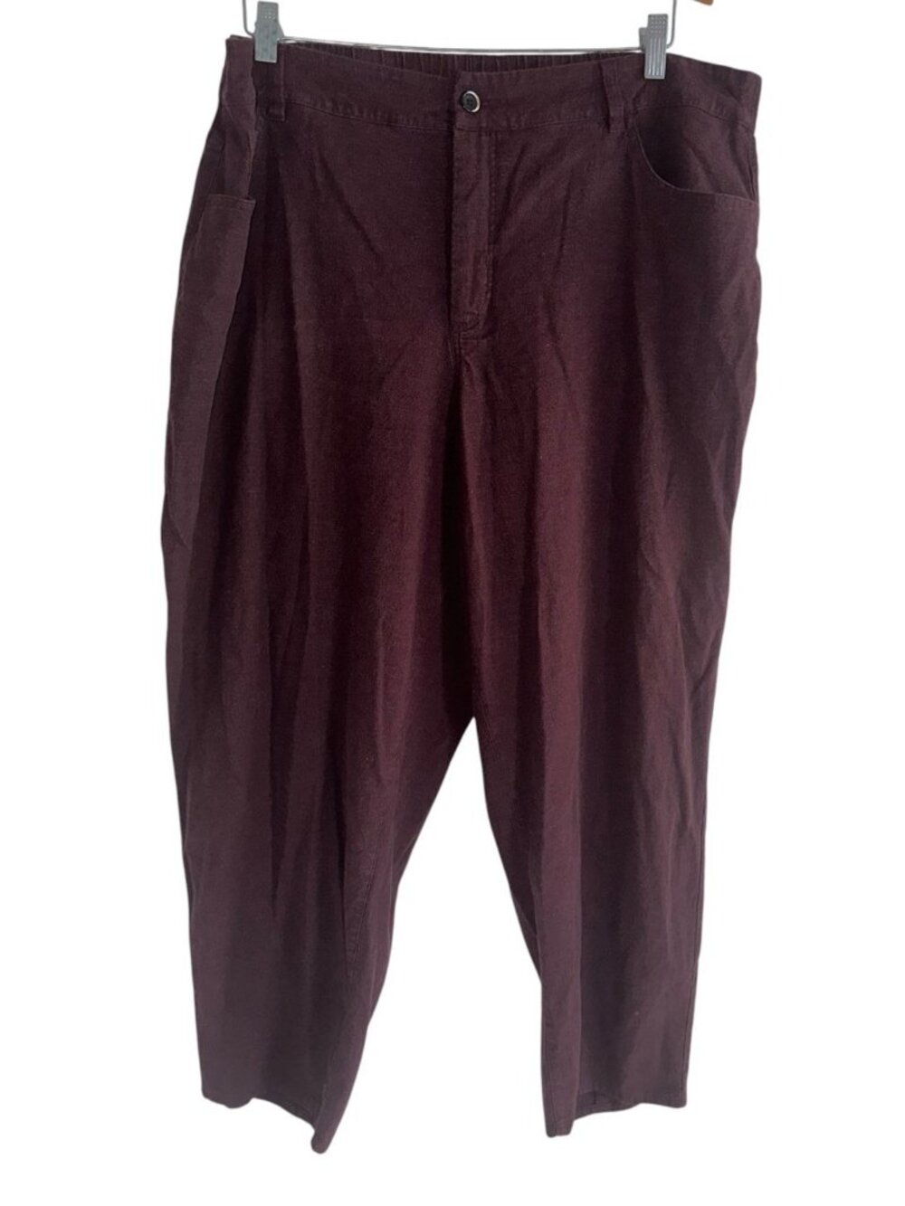 Universal Standard Womens Plus Lou Barrel Leg Linen Blend Pants Sz 18/20 Brown